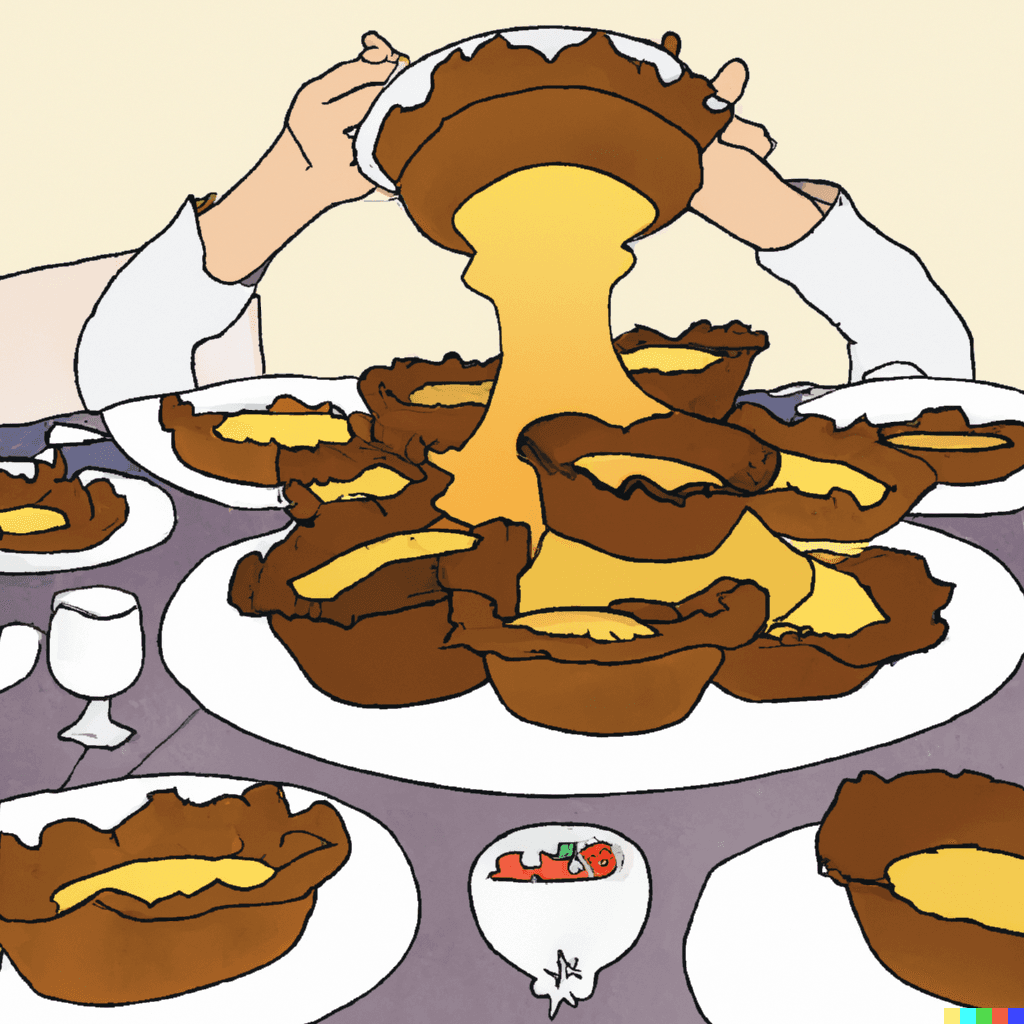DALL-E generated Christmas dinner overflowing with Yorkshire puddings